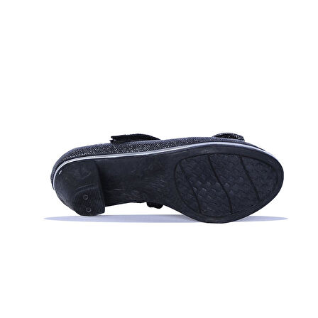 Alens Lunedi Platin Simli 4Cm Topuklu Kız Çocuk Ayakkabı