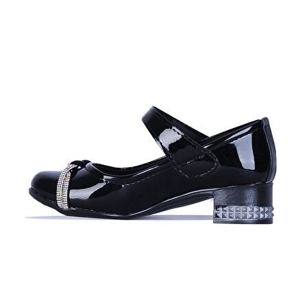 Ayakcenter 25-Herbebe Taşlı 3Cm Kız Çocuk Topuklu Ayakkabı