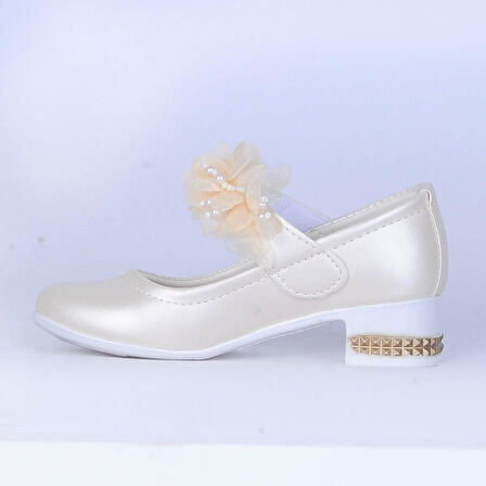 Ayakcenter 26-Herbebe Fırfırlı 3Cm Kız Çocuk Topuklu Ayakkabı