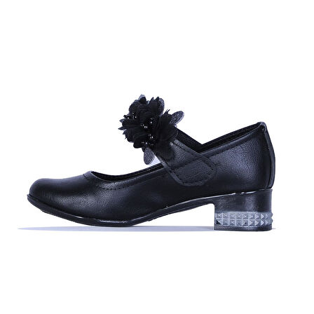 Ayakcenter 26-Herbebe Fırfırlı 3Cm Kız Çocuk Topuklu Ayakkabı