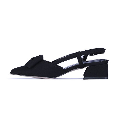 Scarletta S2 Siyah Saten 3Cm Kadın Topuklu Ayakkabı