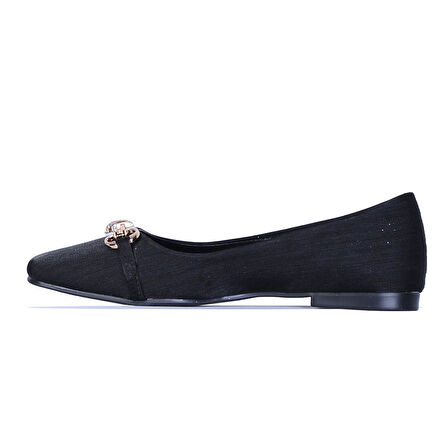 Scarletta S4 Siyah Saten Kadın Babet Ayakkabı