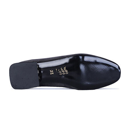 Crista C2 Siyah Saten Kadın Babet Ayakkabı