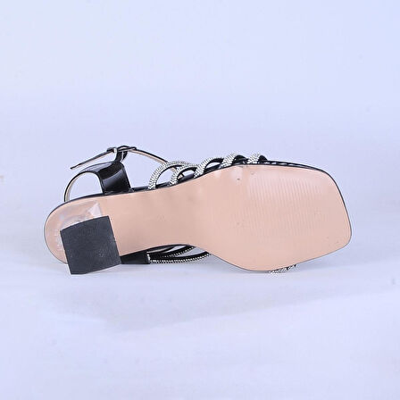 Ayakcenter By4 Taşlı 7Cm Kadın Topuklu Sandalet