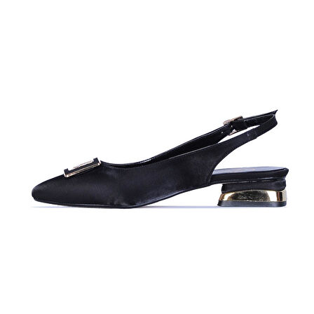 Ayakcenter Pia2 Siyah Saten Kadın Babet Ayakkabı