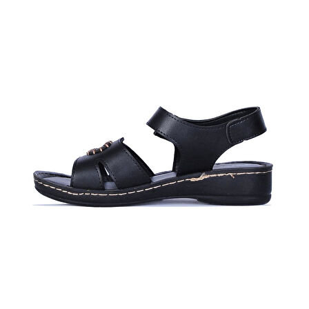 Ayakcenter 14826 Polero Siyah Kadın Düz Yazlık Sandalet