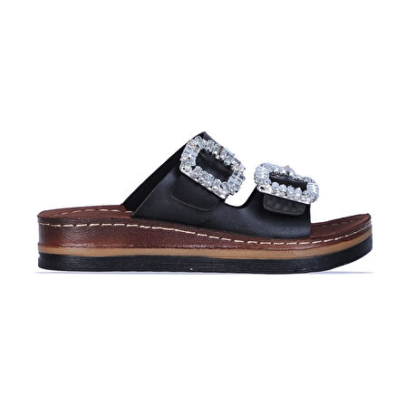 Ayakcenter 37145 Polero Taşlı Kadın Düz Terlik