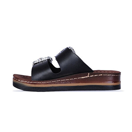 Ayakcenter 37145 Polero Taşlı Kadın Düz Terlik