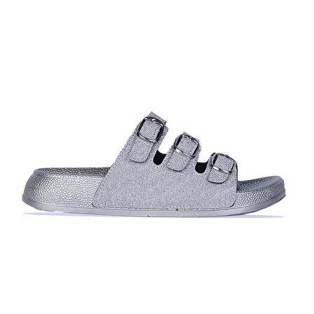 Pienn 3 Tokalı Simli Kadın Düz Terlik