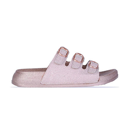 Pienn 3 Tokalı Simli Kadın Düz Terlik