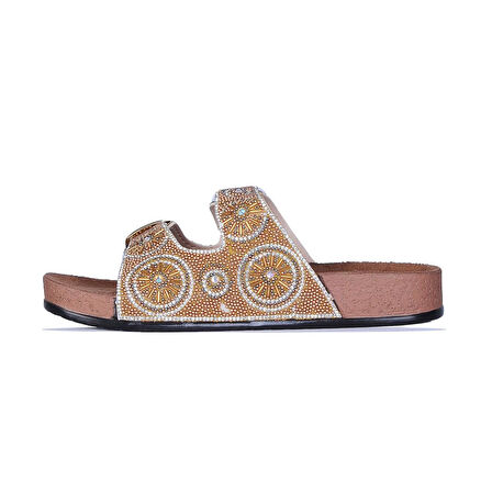 Pienn 2 Tokalı Taşlı Kadın Düz Terlik