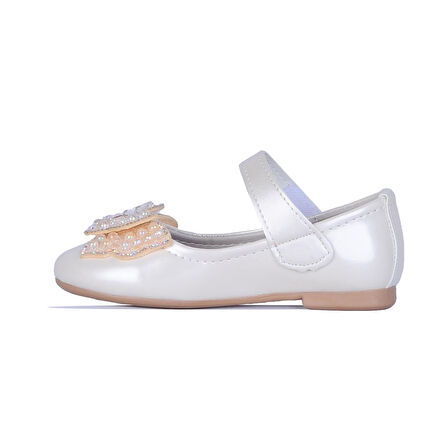 Ayakcenter 76-Herbebe Krem Kız Çocuk Günlük Babet