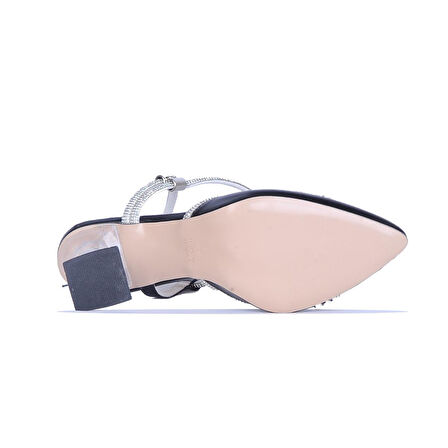 Ayakcenter By1 Ayışığı Siyah Cilt 7Cm Kadın Topuklu Ayakkabı