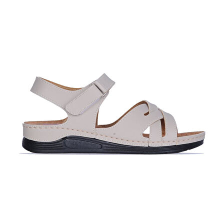 Ayakcenter 1107 Serra Cırtlı Kadın Düz Sandalet