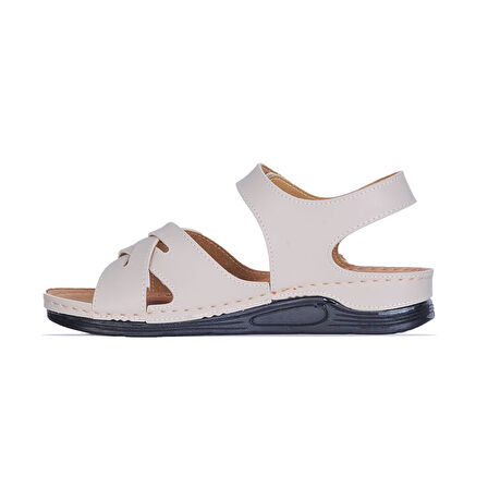 Ayakcenter 1107 Serra Cırtlı Kadın Düz Sandalet