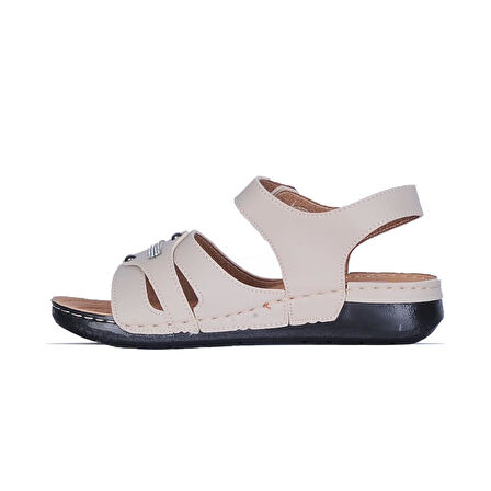 Ayakcenter 1108 Serra Cırtlı Kadın Düz Sandalet