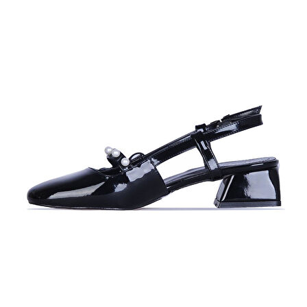 Ayakcenter Bnc1 Boncuklu 3Cm Kadın Topuklu Ayakkabı