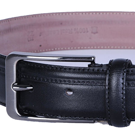 Skuaıter 26-Çakır Siyah %100 Deri Erkek Kumaş Kemer