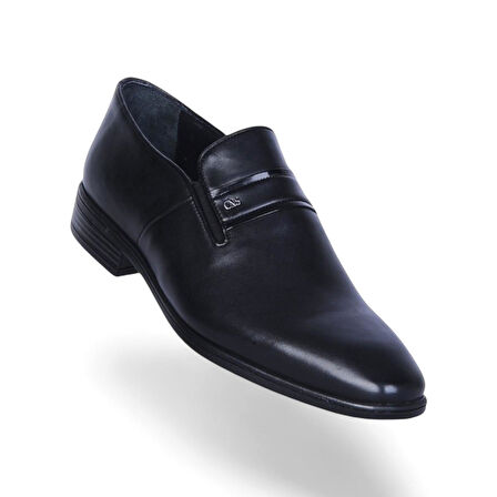 Censay 447 Siyah Antik Kauçuk %Deri Erkek Klasik Ayakkabı