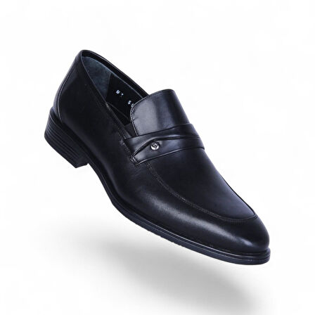 Censay 549 Siyah Antik Kauçuk %Deri Erkek Klasik Ayakkabı