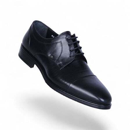 Censay 526 Siyah Antik Kauçuk %Deri Erkek Klasik Ayakkabı