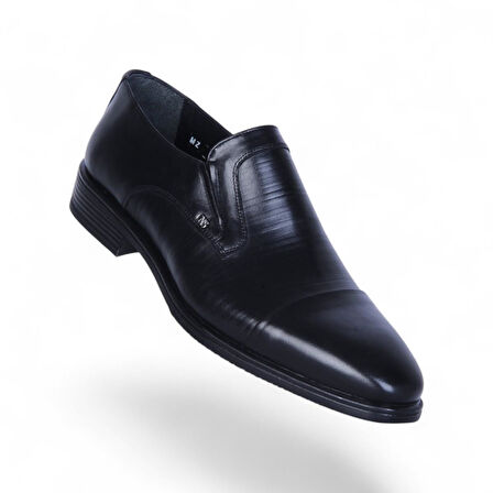 Censay 525 Siyah Antik Kauçuk %Deri Erkek Klasik Ayakkabı