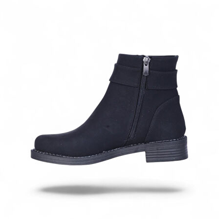 Alens A4 Siyah Nubuk Kadın Düz Bot