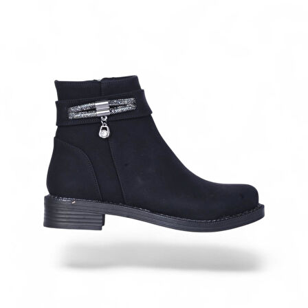 Alens A4 Siyah Nubuk Kadın Düz Bot