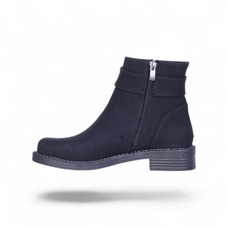 Alens A6 Siyah Nubuk Kadın Düz Bot