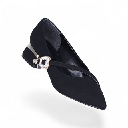 Scarletta S10 Siyah Saten 3Cm Kadın Topuklu Ayakkabı