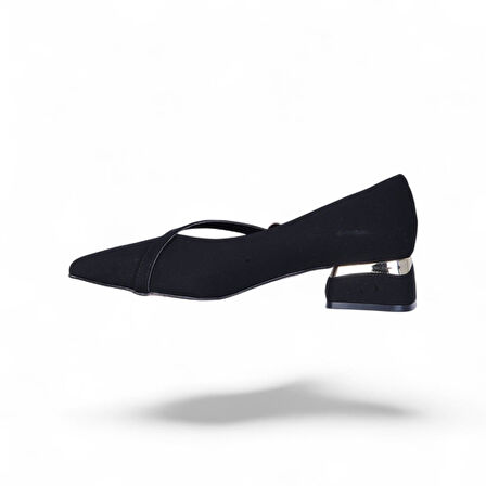 Scarletta S10 Siyah Saten 3Cm Kadın Topuklu Ayakkabı