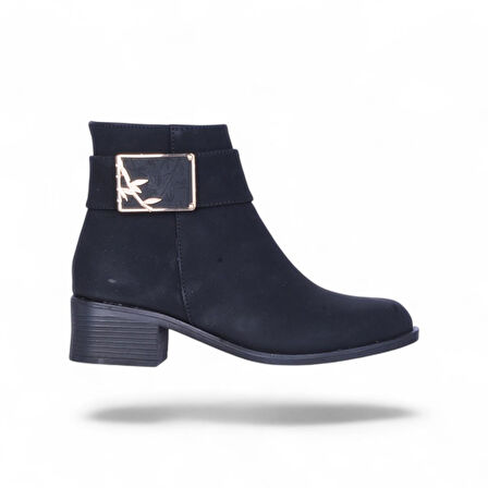 Scarletta S14 Nubuk Siyah 5Cm Kadın Topuklu Bot