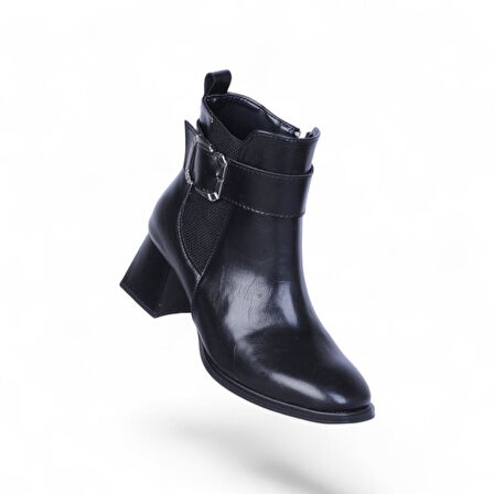 Scarletta S15 Cilt Siyah 7Cm Kadın Topuklu Bot