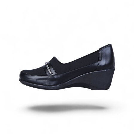 Vollex Vl2 Siyah 7Cm Kadın Dolgu Topuklu Ayakkabı