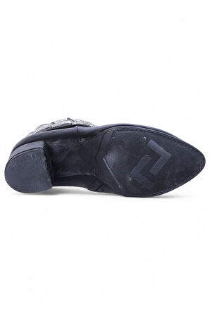 Ayakcenter By14 Cilt Siyah Ayışığı Kadın 7Cm Topuklu Bot