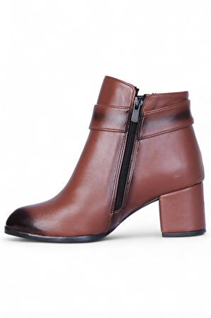 Ayakcenter By15 Cilt Taba Ayışığı Kadın 7Cm Topuklu Bot