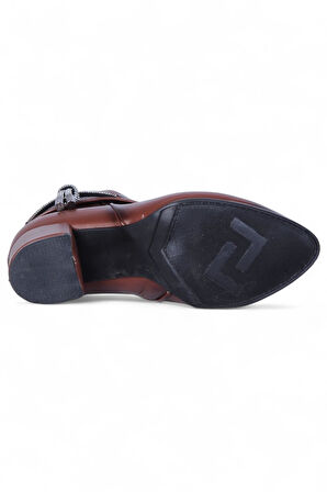 Ayakcenter By15 Cilt Taba Ayışığı Kadın 7Cm Topuklu Bot