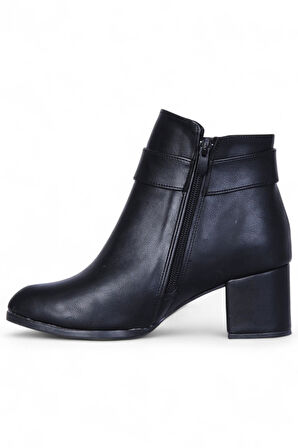 Ayakcenter By15 Cilt Siyah Ayışığı Kadın 7Cm Topuklu Bot