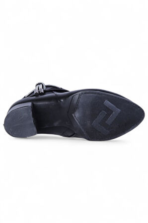 Ayakcenter By15 Cilt Siyah Ayışığı Kadın 7Cm Topuklu Bot