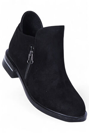 Ayakcenter By16 Süet Siyah Ayışığı Kadın Düz Bot