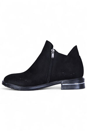 Ayakcenter By16 Süet Siyah Ayışığı Kadın Düz Bot