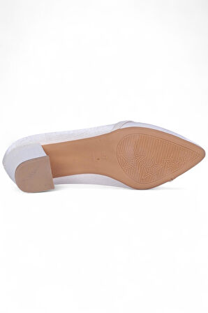 Ayakcenter Nhr3 Krem Saten Kadın 8Cm Topuklu Ayakkabı