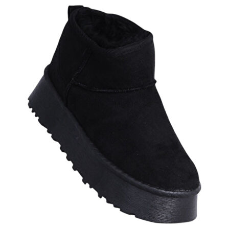 Skuaıter Tinsa Siyah Kadın İçi Kürklü Düz Bot