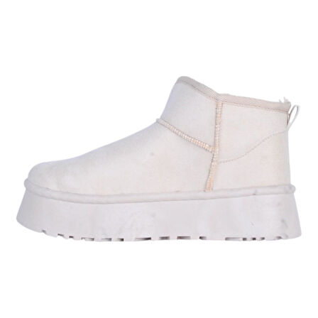 Skuaıter Tinsa Bej Kadın İçi Kürklü Düz Bot