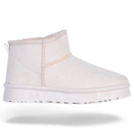 Skuaıter Rida Bej Kadın İçi Kürklü Düz Bot