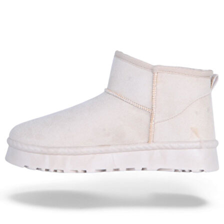 Skuaıter Rida Bej Kadın İçi Kürklü Düz Bot