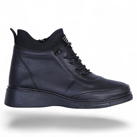 Estelle 840 Cilt Siyah Kadın İçi Kürklü Düz Bot