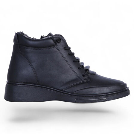 Estelle 770 Cilt Siyah Kadın İçi Kürklü Düz Bot