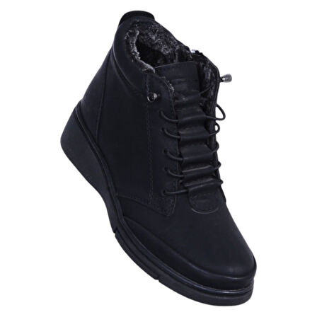 Estelle 770 Zümrüt Siyah Kadın İçi Kürklü Düz Bot