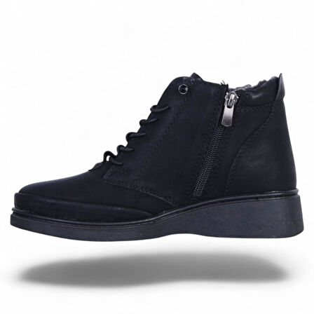 Estelle 770 Zümrüt Siyah Kadın İçi Kürklü Düz Bot